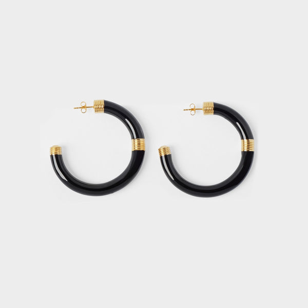Boucles d'Oreilles Katt en Bakélite Noir