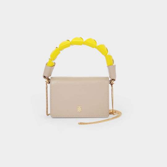 Sac Porté Epaule Jessie en Cuir Grainé Beige/Jaune