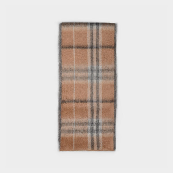 Echarpe Giant Check en Mohair Marron