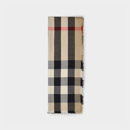 Echarpe Half Mega en Cachemire Beige Check