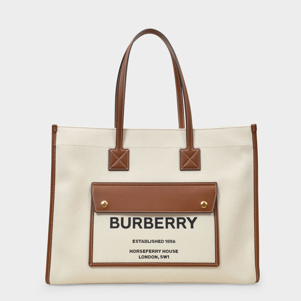 Sac Medium Pocket Tote en Toile Beige