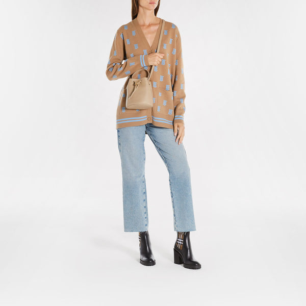 Sac Hobo Drawstring Bucket - Burberry - Coton - Beige