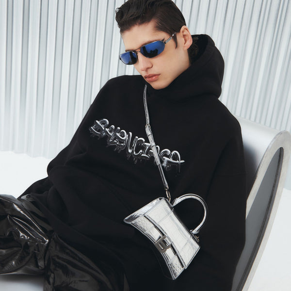 Sac À Main Hourglass Xs - Balenciaga - Cuir - Argenté