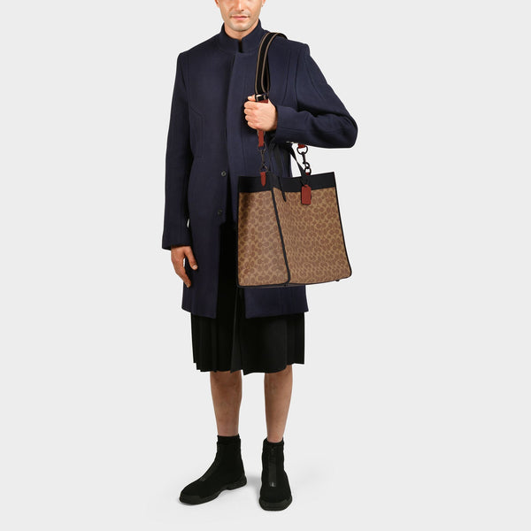 Sac Signature Field Tote 40 en Toile Enduite Beige