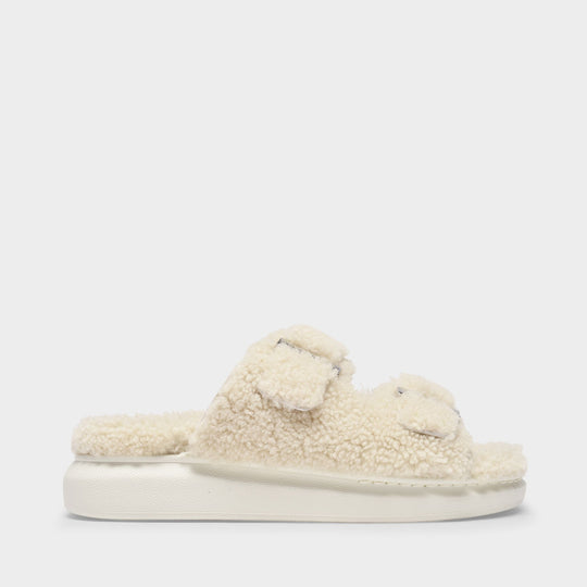 Sandales Hybrid en Shearling Beige