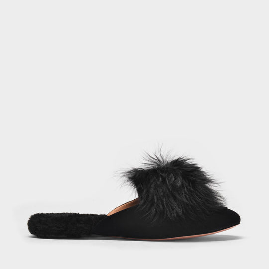 Mules Foxy Flat en Cuir Velours Noir