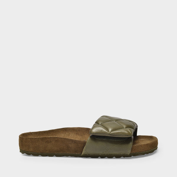 Sandales 1774 en Cuir Matelassé Kaki