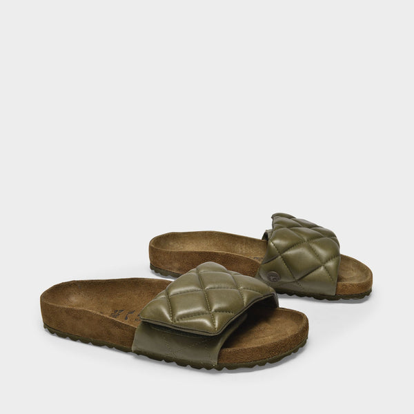 Sandales 1774 en Cuir Matelassé Kaki