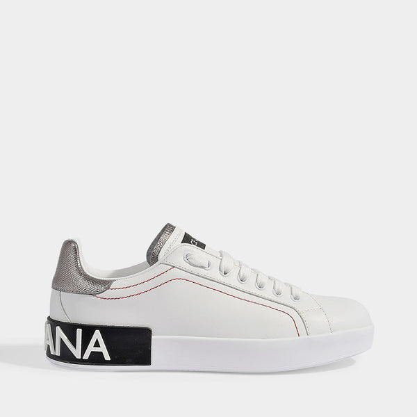 Sneakers Portofino - Dolce & Gabbana - Cuir - Blanc/Argenté