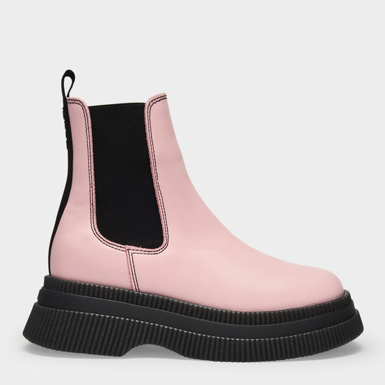 Bottines Creepers en Cuir Rose