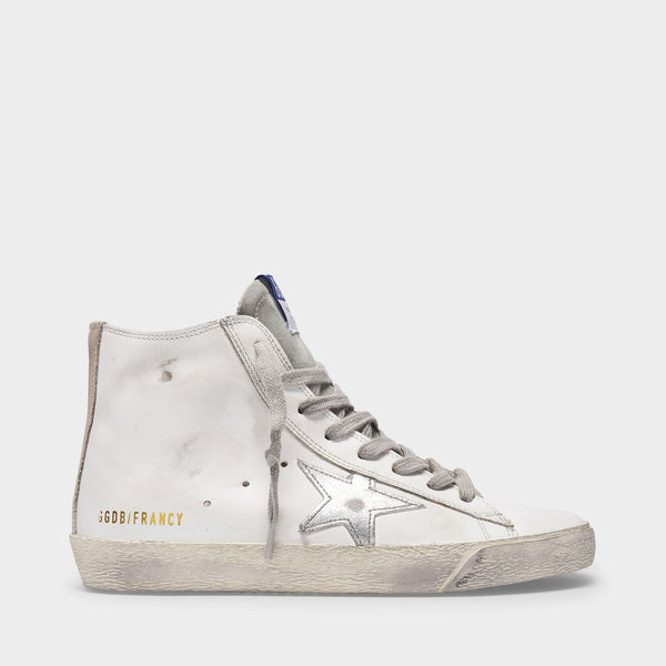 Baskets Francy en Cuir Blanc et Argent