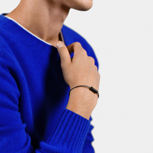 Bracelet Câble le 5g en Céramique Noire Brossée