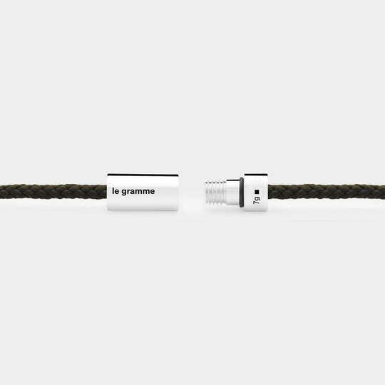 Bracelet 5G Cable Nato - Le Gramme - Argent - Khaki