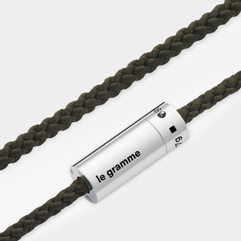 Bracelet 5G Cable Nato - Le Gramme - Argent - Khaki