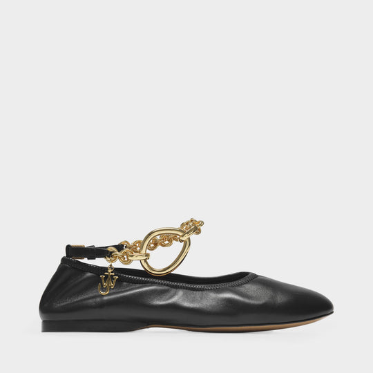Ballerines Charm en Cuir Noir