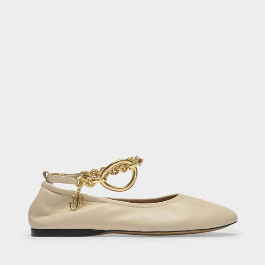Ballerines Charm en Cuir Beige