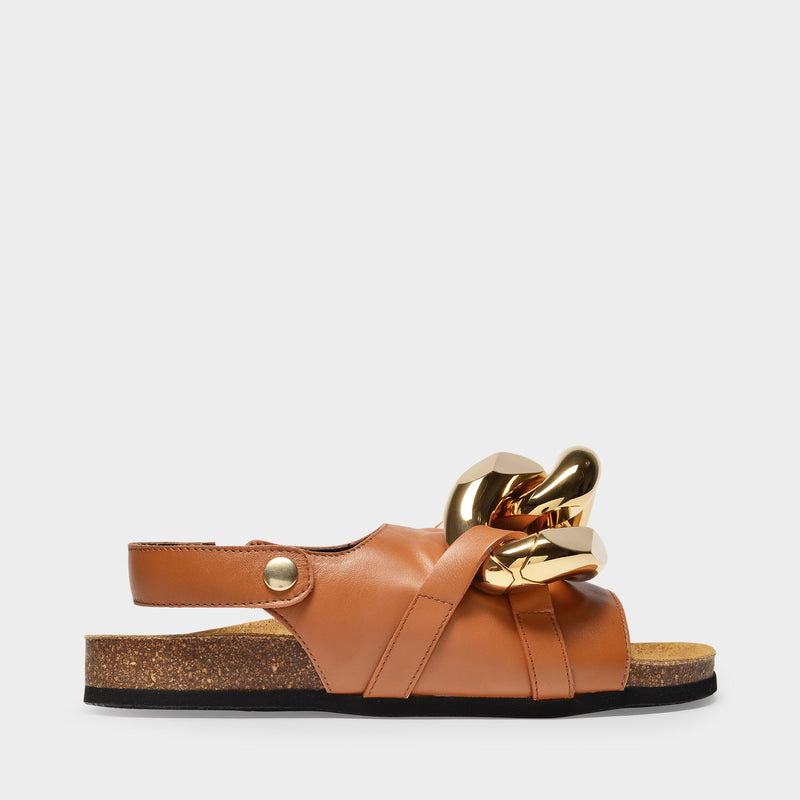 Sandales Chain-Link en Cuir Marron
