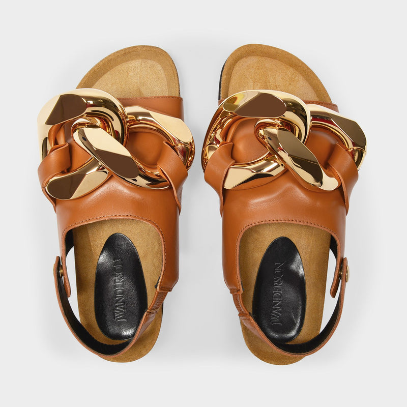 Sandales Chain-Link en Cuir Marron