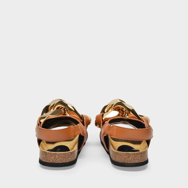 Sandales Chain-Link en Cuir Marron