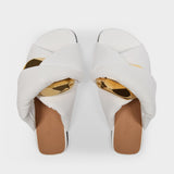 Sandales Flat Twist en Cuir Blanc