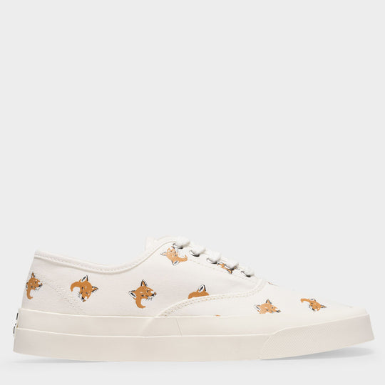 Sneakers All Over Fox Head en Toile Blanche