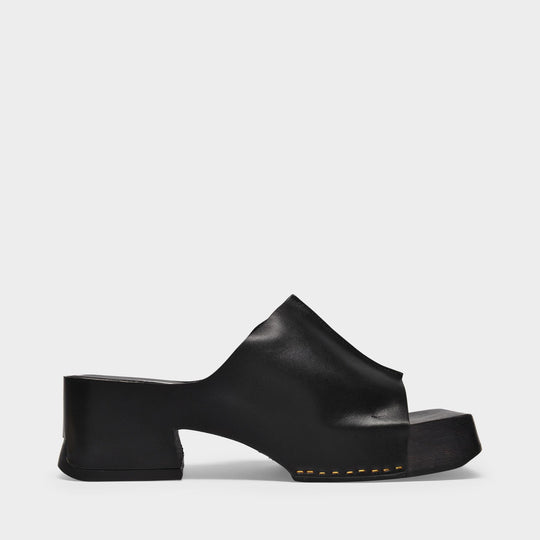 Sabots Eileen en Cuir Noir