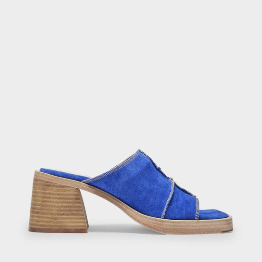 Mules Mildred en Toile Bleue