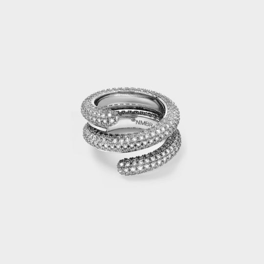 Bague Twisted Solid Pavée en Argent