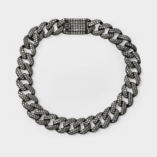 Bracelet Link Pavé en Argent Noir