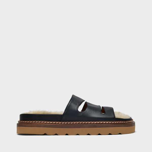 Sandales Maggie en Cuir Lisse Noir