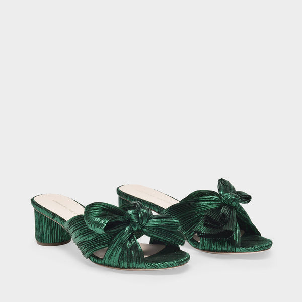 Mules Emilia en Nylon Laminé Vert