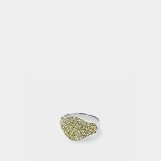 Bague Mini Oval Cocktail en Vert et Argent
