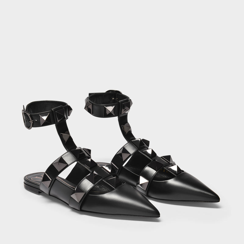 Ballerines Ankle Strap T. 05 en Cuir Noir