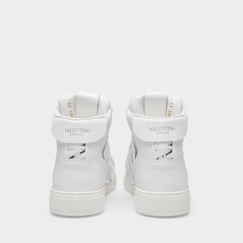 High-Top Sneaker en Cuir Blanc