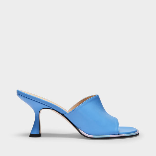 Mules Agnes en Cuir Bleu