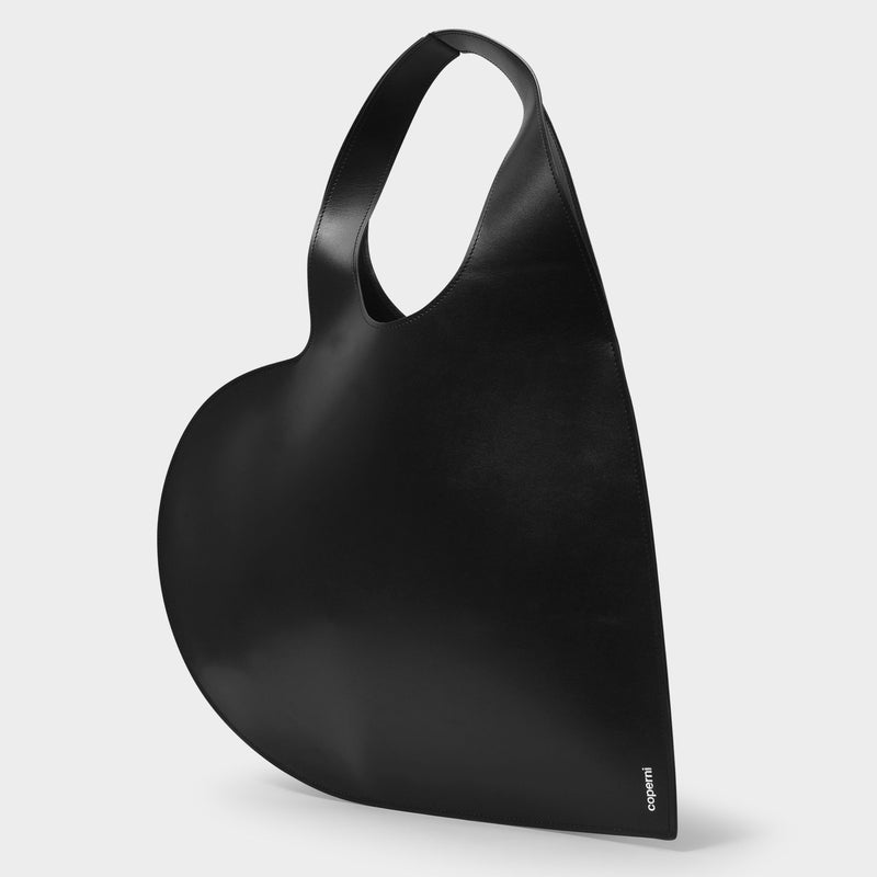 Sac Heart Tote Bag en Cuir Noir