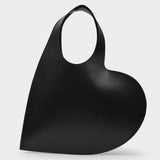 Sac Heart Tote Bag en Cuir Noir