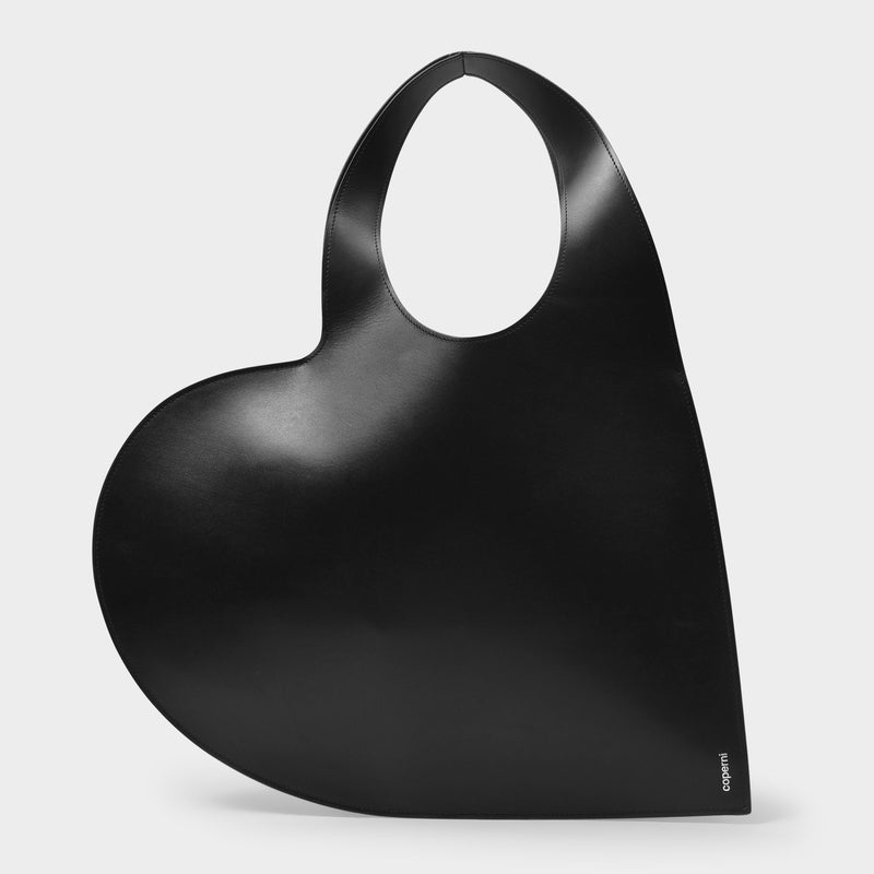 Sac Heart Tote Bag en Cuir Noir