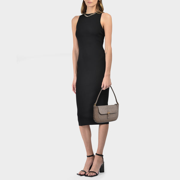 Sac Miranda en Cuir Embrossé Crocodile Gris
