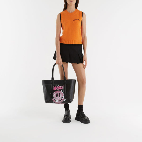 Tote Bag Canvas Medium - Ganni - Cuir - Phantom