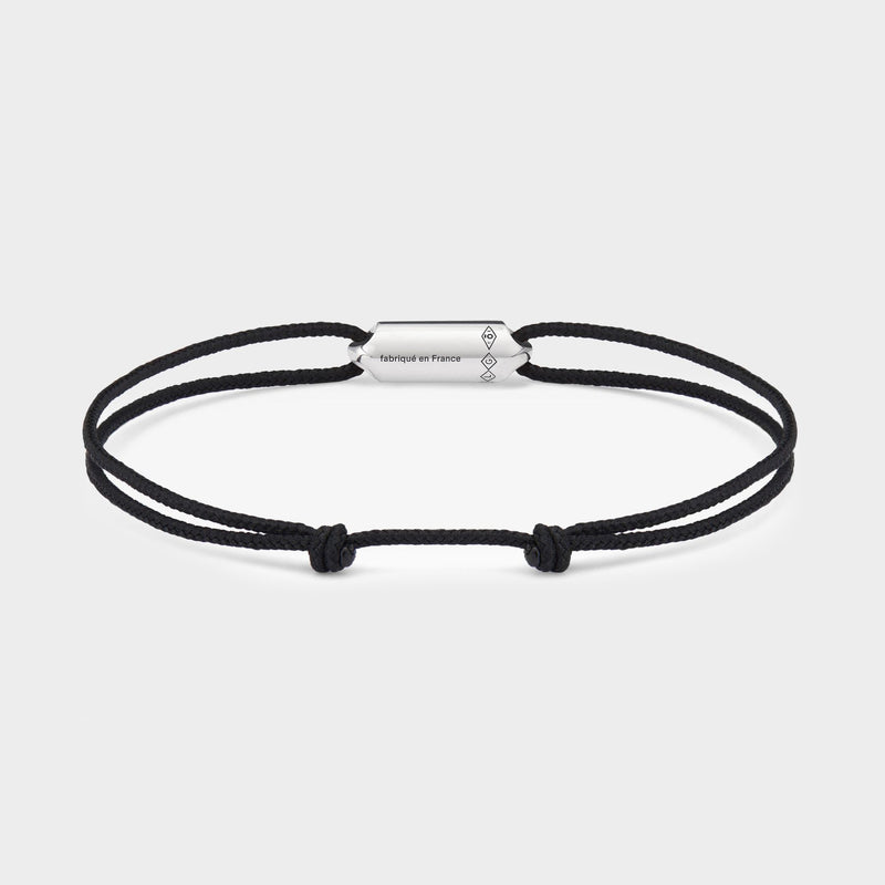 Bracelet 3G Corde - Le Gramme - Argent - Noir
