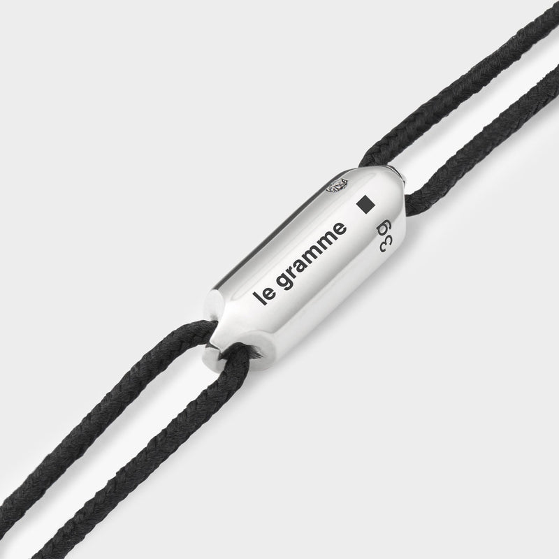 Bracelet 3G Corde - Le Gramme - Argent - Noir