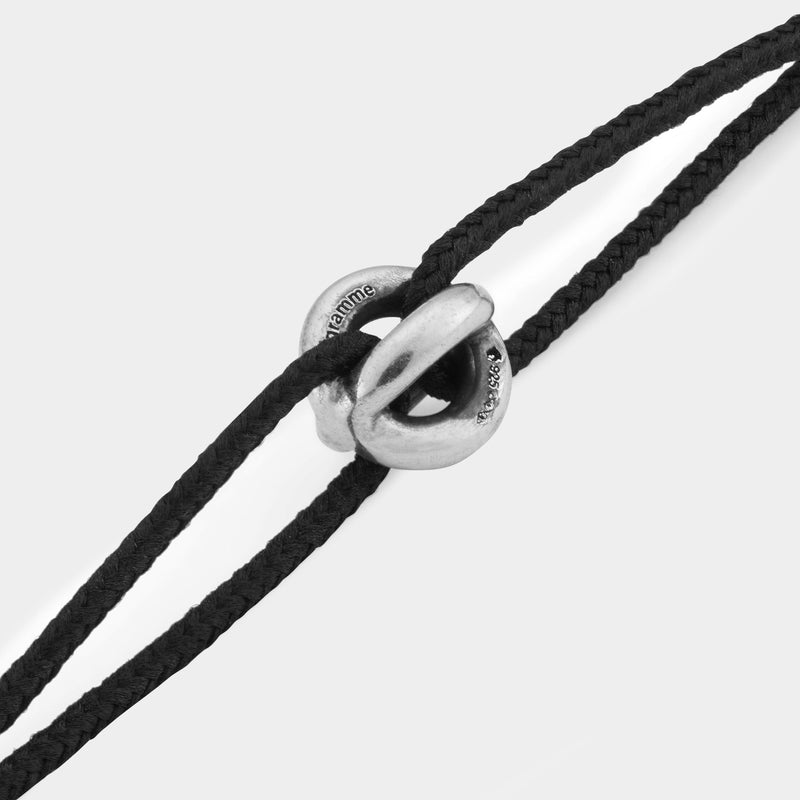 Bracelet 1G Corde Entrelacs - Le Gramme - Argent - Noir