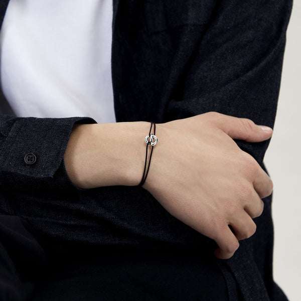 Bracelet 3G Corde Entrelacs - Le Gramme - Argent - Noir