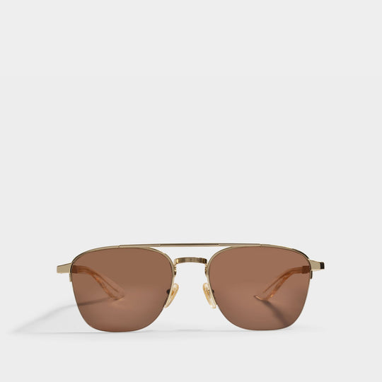 Lunettes de Soleil Gg0985S en Métal Marron