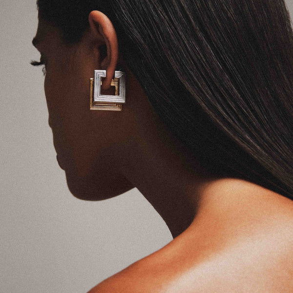Boucles d'Oreilles Créole Aurelia Small en Rhodium Argenté