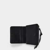Portefeuille Mini Compact Wallet en Cuir Noir