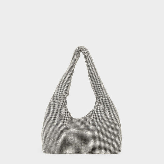 Sac Hobo Mini Crystal Mesh - Kara - Laiton - Blanc