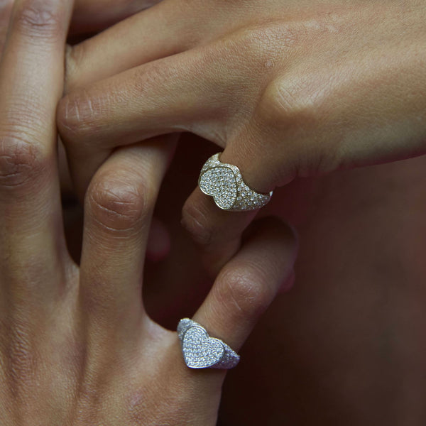Mini Chevalière Cœur en or 9 ct et diamants