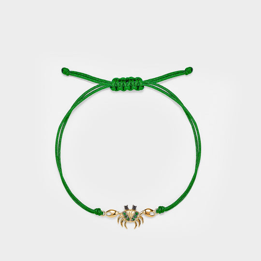 Bracelet fil de coton Crabe en or 9 ct, tsavorite, diamants